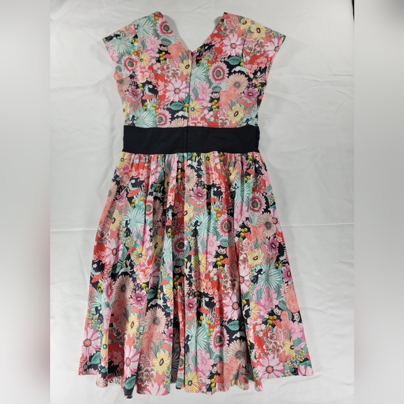 Retrolicous Alice In Wonderland Greta Tea Dress Cats Mushrooms Floral Disney XL - Picture 10 of 12